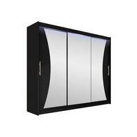 KLEIDERSCHRANK Aston IV, mit RGB LED Beleuchtung - Silberfarben/Schwarz, Holzwerkstoff/Kunststoff (250/215/58cm) - MIRJAN24
