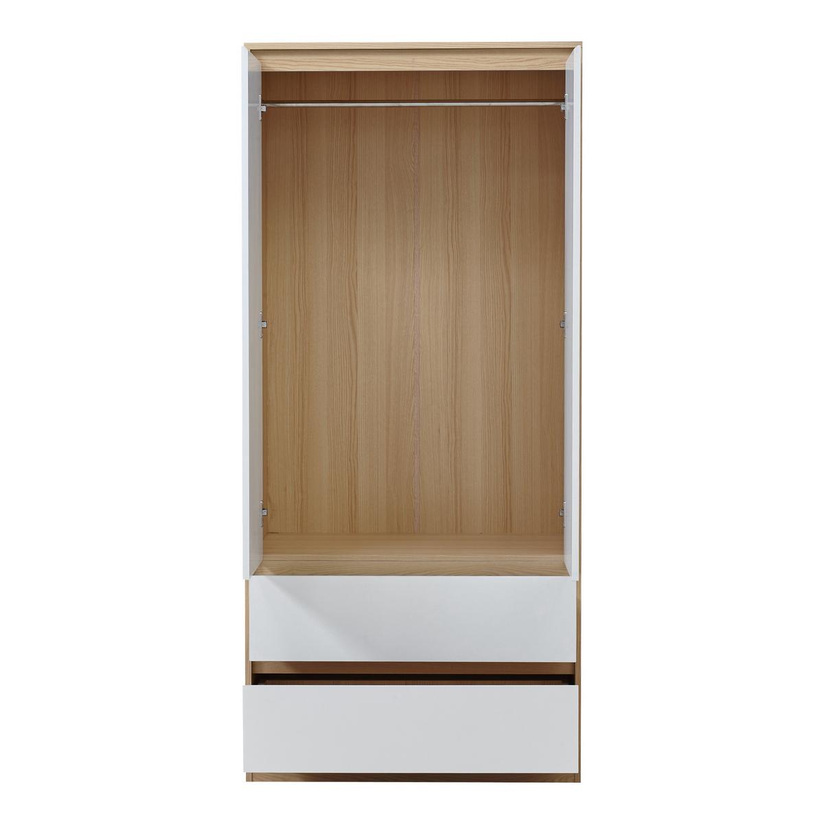 KLEIDERSCHRANK Bastheim - Eichefarben/Weiß, Holzwerkstoff (80/176/52cm) - [en.casa]