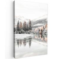 LEINWANDBILD Natur - Winter - Bäume - Berge - Schnee Deko Wohnzimmer 20x30 cm - Weiß Hochglanz, Textil (20/30cm) - MuchoWow