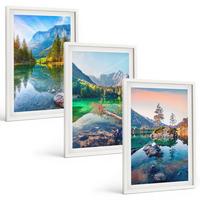 BILDER SET 3er Set - 40x60 cm Weißer Rahmen - Naturlandschaft der Bergseen - Weiß, Kunststoff (40/60cm) - TULUP