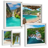 BILDER SET 5er Set - 50x50 cm & 20x30 cm & 40x60 cm Weißer Rahmen - Eiffels Straßenarchitektur - Weiß, Kunststoff (40/60cm) - TULUP