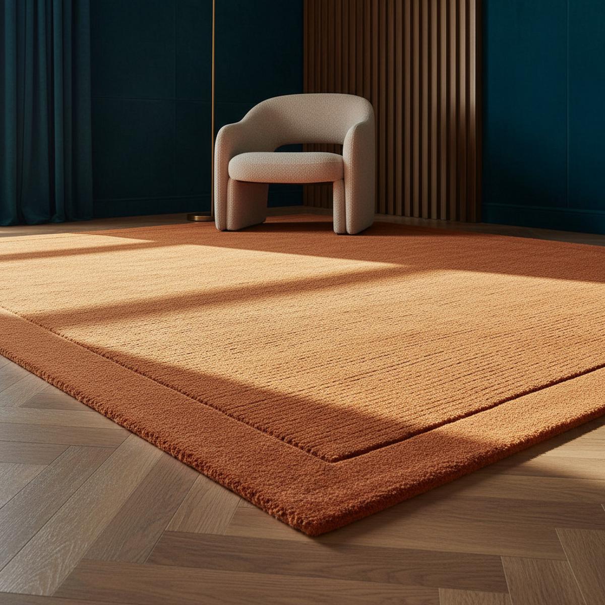 WOLLTEPPICH handgewebt STOW, mit Bordüre, Terrakotta, 120 x 170 cm - Orange, Textil (170/120cm) - KADIMA DESIGN