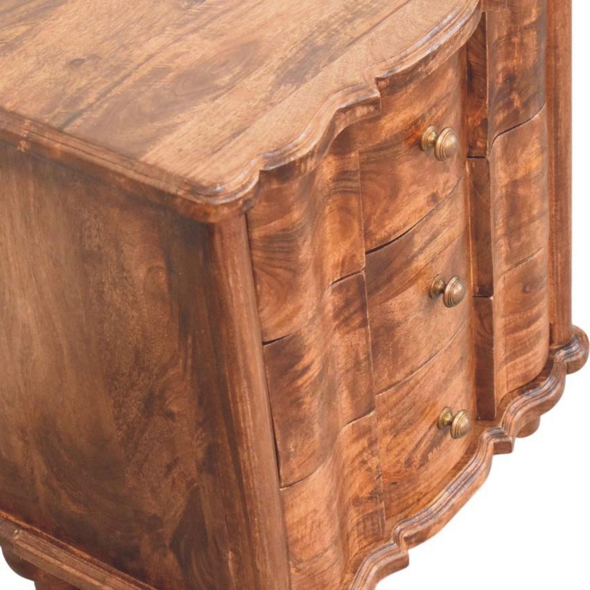 NACHTKASTEN Valencia, 3 Schubladen, Dunkelbraun - Dunkelbraun/Messingfarben, Holz/Metall (55/63/40cm) - Artisan Furniture