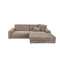 ECKSOFA LANA SOFA Taupe Cord - Taupe/Schwarz, Textil (296/205cm) - KAWOLA