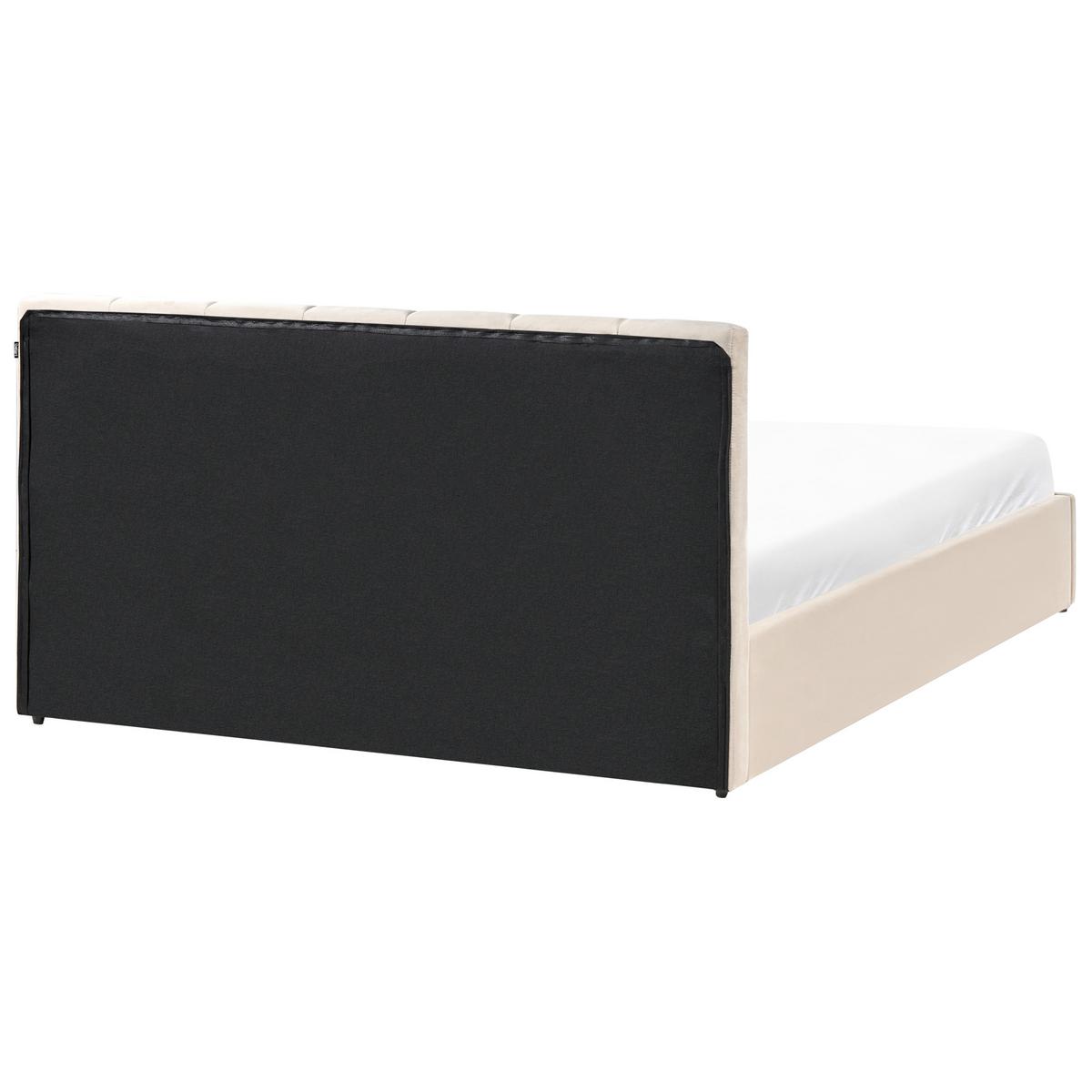 BETT mit Stauraum 160/200 cm Samtstoff Hellbeige Dreux - Beige, Textil (160/200cm) - Beliani