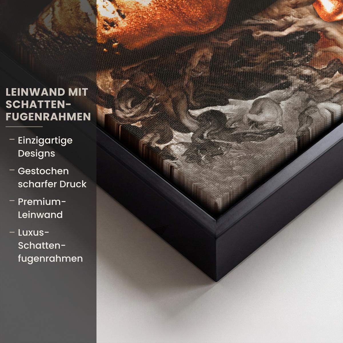 LEINWAND Bilder mit Rahmen - Gold - Lippen - Kunst - Gold - Luxus - Abstrakt - 20x30 - Kupferfarben, Textil (20/30cm) - MuchoWow