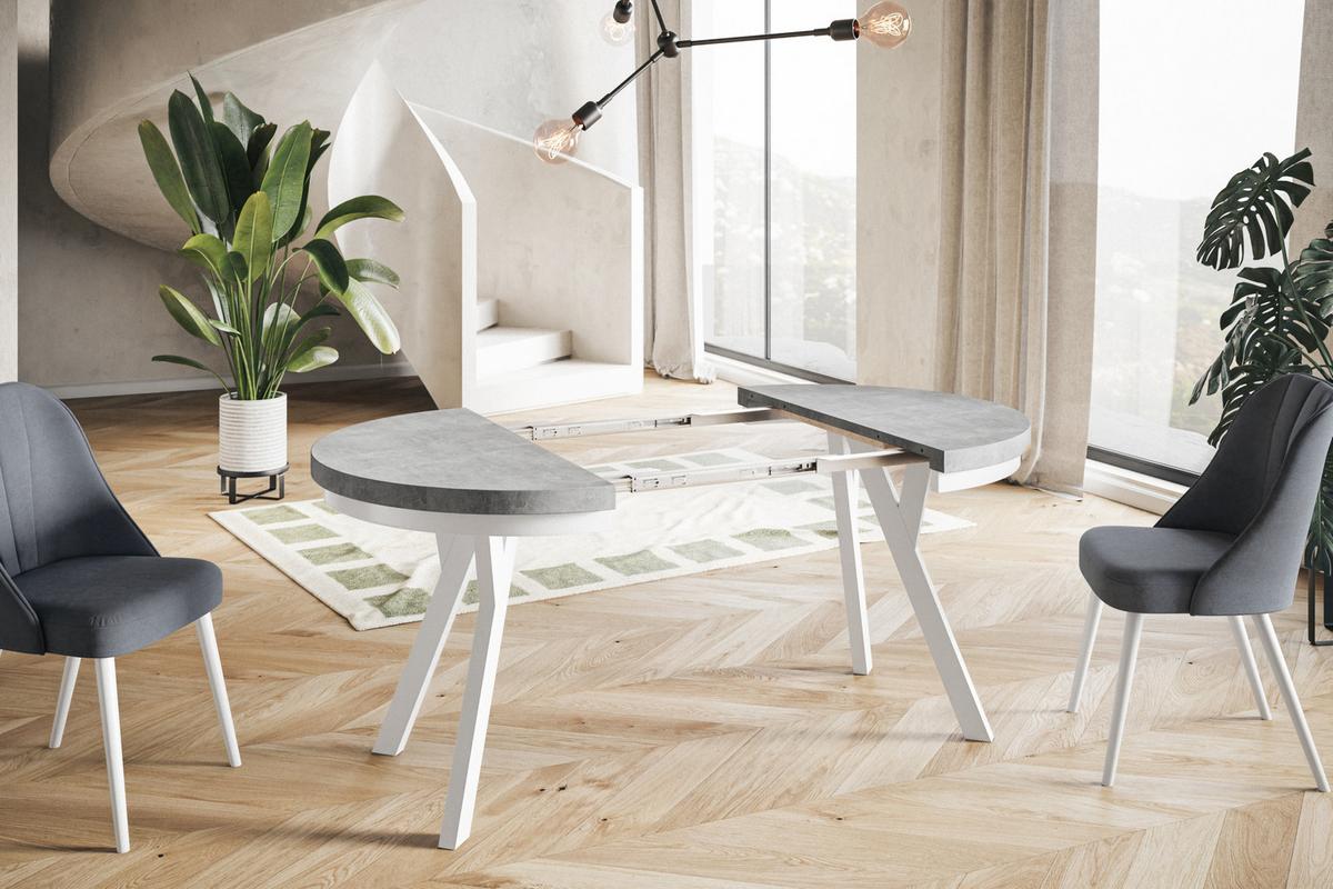 ESSZIMMERTISCH EVO, ausziehbarer Tisch 120 cm bis 220 cm, Farbe: Graphit, mit Holzbeinen in Farbe Weiß - Weiß/Grau, Holzwerkstoff (120/120/77cm) - Alpi-Möbel