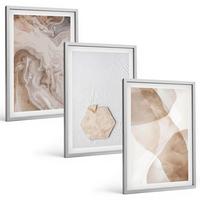 BILDER SET 3er Set - 40x60 cm Silberner Rahmen - Designerabstraktion der Natur - Silberfarben, Kunststoff (40/60cm) - TULUP
