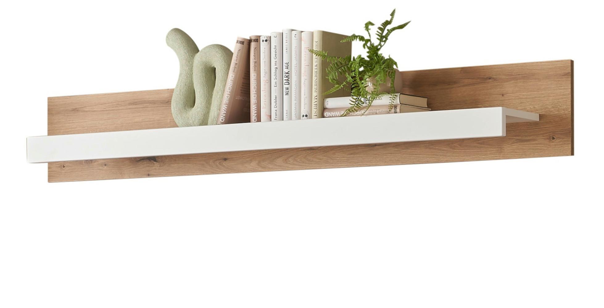 WANDBOARD weiß matt, Evoke Eiche, Wandregal 150 cm - Eichefarben/Weiß, Holzwerkstoff (150/22/20cm) - Furn.Design
