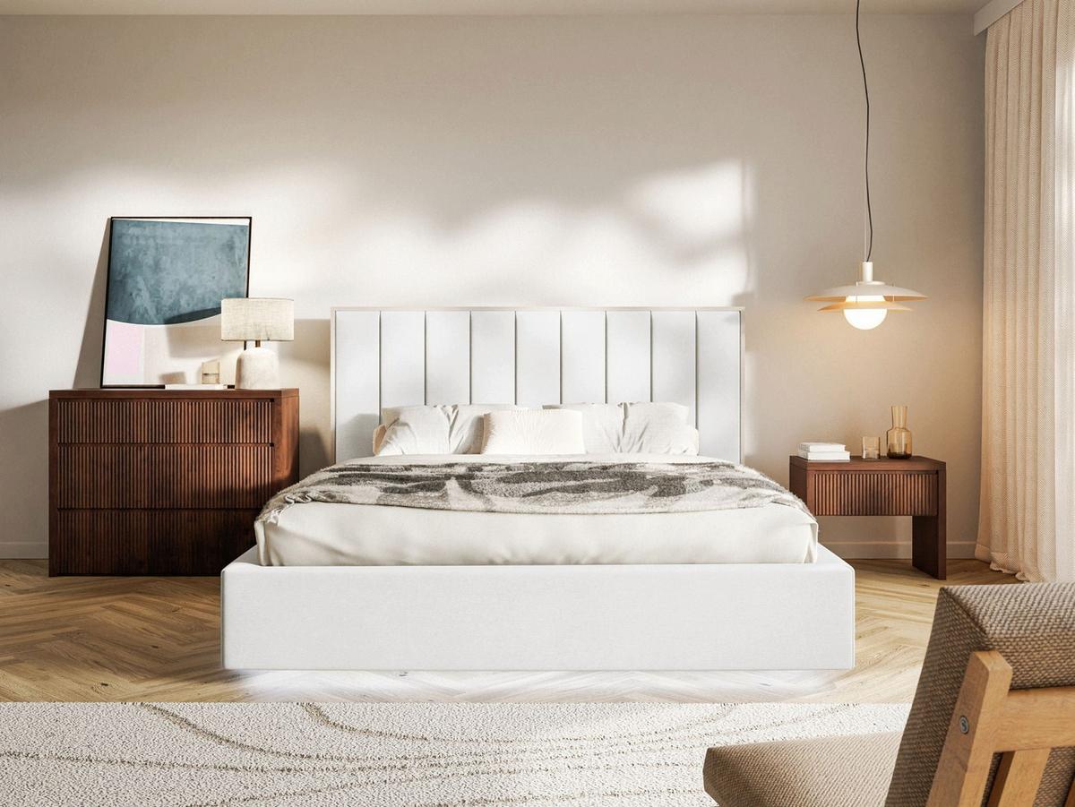 POLSTERBETT Togents Weiß mit Veloursbezug und LED, 160x200 cm - Weiß, Textil (160/200cm) - Selsey
