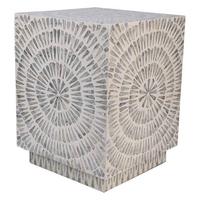 HOCKER aus Holz und Capiz, grau, 35x45cm - Grau, Holz (35/45/35cm) - Wanderlust