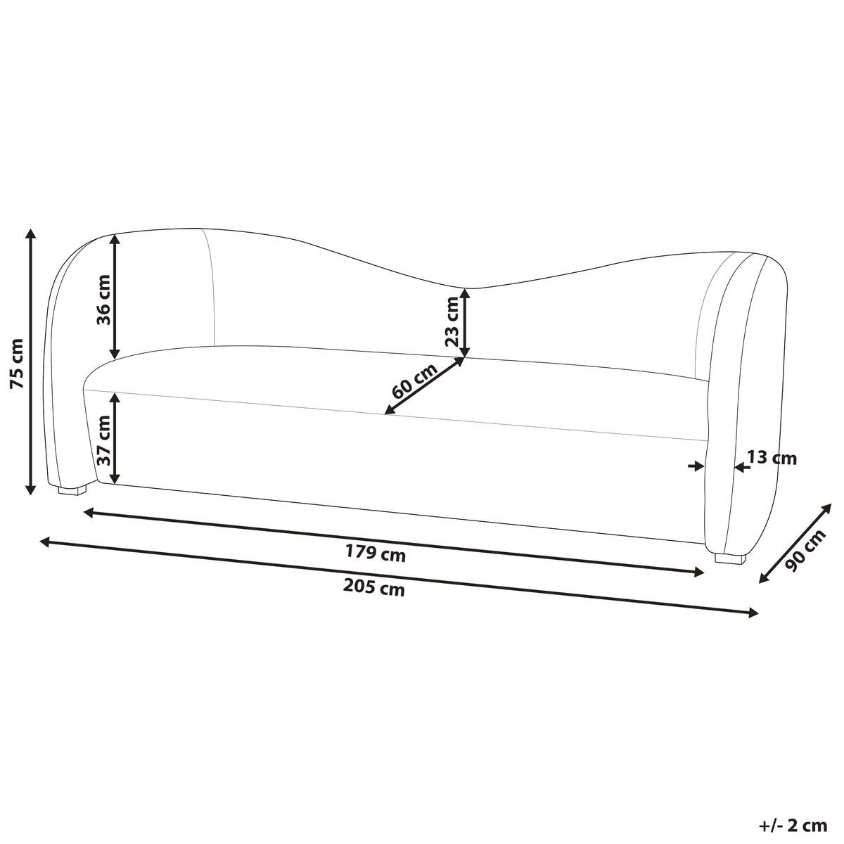 3-SITZER-SOFA Samtstoff Weiß Veltada - Weiß, Textil (205/75/90cm) - Beliani