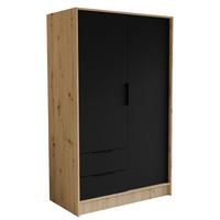 DREHTÜRENSCHRANK CAVA 102/200/51 cm Modern Kleiderschrank 2-türig Eiche Artisan - Schwarz/Eiche Artisan, Holzwerkstoff (102/200/51cm) - MASSENO
