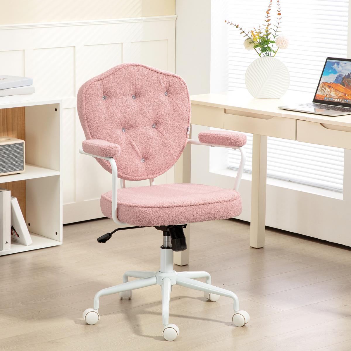 BÜROSTUHL, Ergonomisch Schreibtischstuhl mit Wippfunktion, Drehbar, Rosa - Rosa/Weiß, Kunststoff/Textil (61.5/101/63cm) - HOMCOM