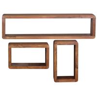 WANDREGAL Set BOHA Massivholz Viereckig Landhausstil, Dunkelbraun 80x15x20 cm - Braun, Holz (80/20/15cm) - KADIMA DESIGN
