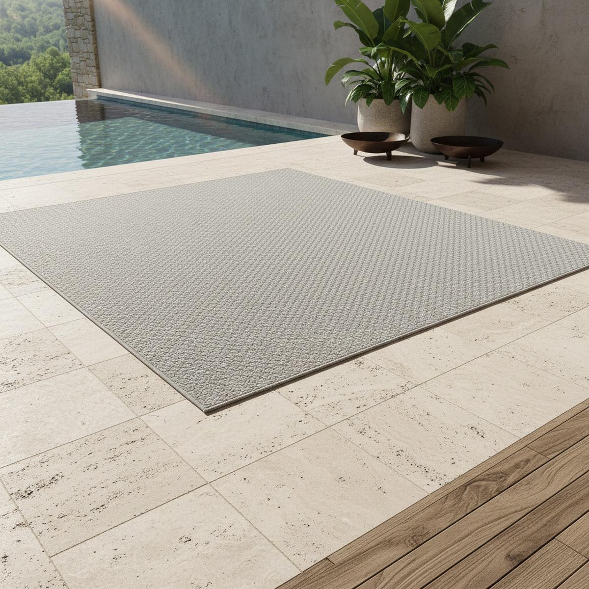 TEPPICH Outdoor LERMOOS in Grau, einfarbig, 120 x 170 cm - Grau, Textil (170/120cm) - KADIMA DESIGN