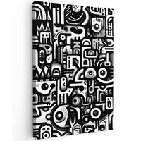 LEINWANDBILD Symbole - Abstrakt - Grafik - Schwarz Deko Groß 90x140 cm - Schwarz, Textil (90/140cm) - MuchoWow