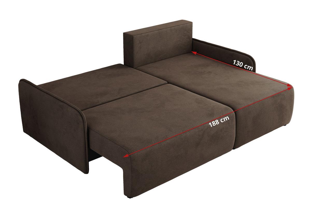 ECKSCHLAFSOFA ARPA L Braun Velvet - links - Schwarz/Braun, Kunststoff/Textil (198/150cm) - MKS