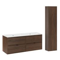 BADMÖBEL 121cm Elias 2er-Set Dunkles Holz - Braun, Holzwerkstoff (121/50/46cm) - Petits-meubles