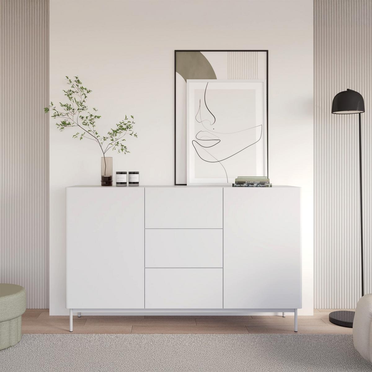 SIDEBOARD Olio WEISS 160 CM - Weiß, Holzwerkstoff/Metall (160/90/38.6cm) - Selsey
