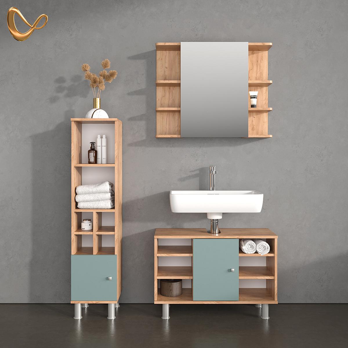 WASCHBECKENUNTERSCHRANK Fucino Grün 80 x 54 cm - Grün, Holzwerkstoff (80/54/32cm) - Livinity®