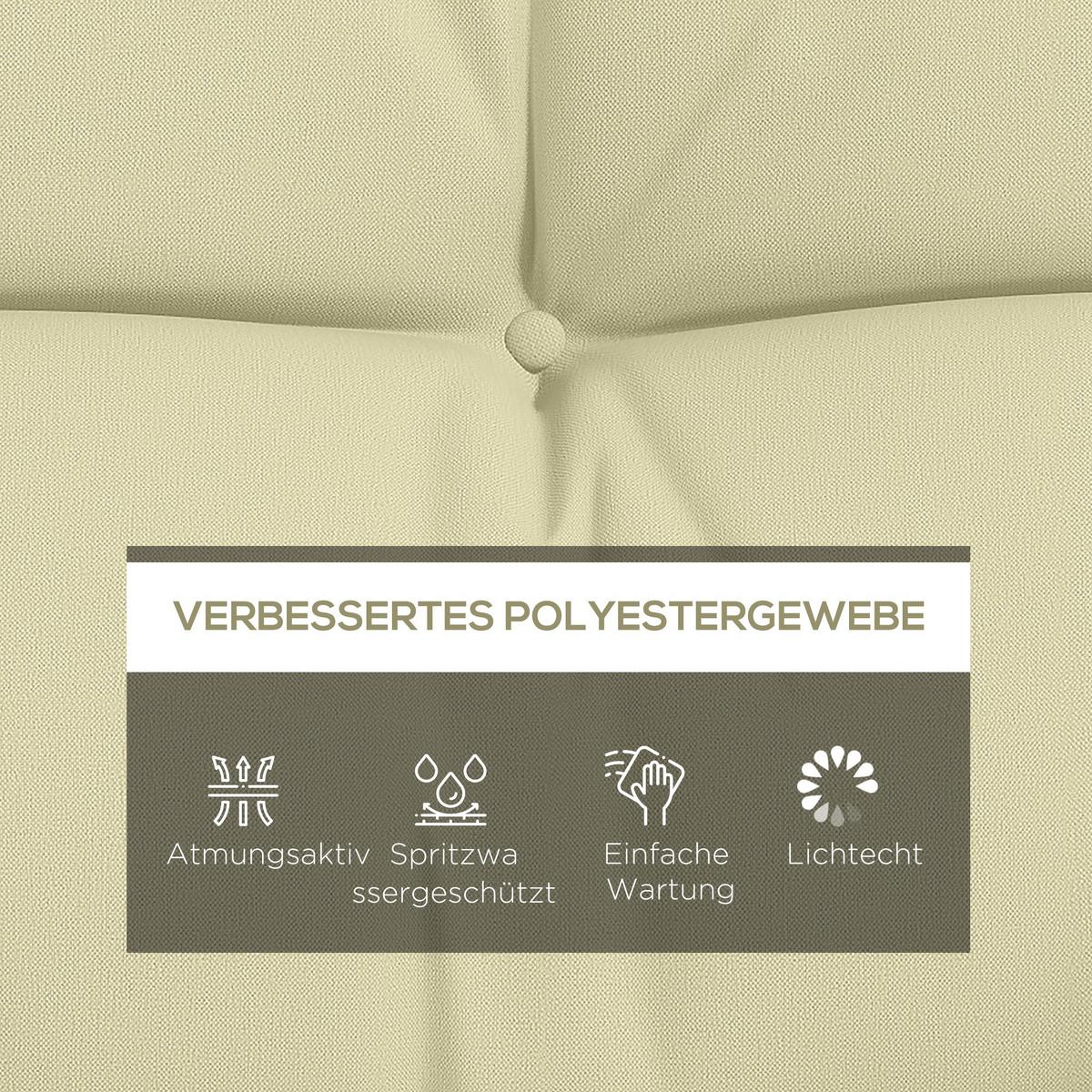 SITZKISSEN 4er Set Polyester PP-Baumwolle Cremeweiß - Creme, Textil (50/12/150cm) - Outsunny