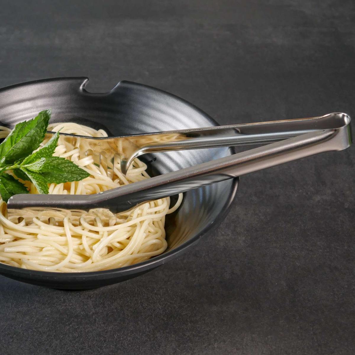 SPAGHETTILÖFFEL und Spaghettizange (2er Set) - Silberfarben, Metall - Intirilife