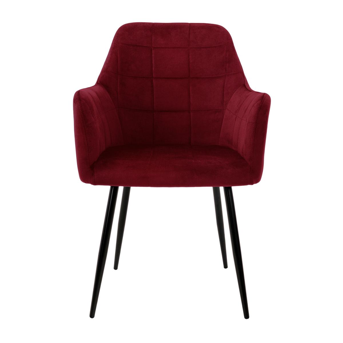 ESSZIMMERSTUHL 4er Set Bordeaux-Olive Samt-Kunstleder - Bordeaux/Olivgrün, Textil (60/84/58cm) - ECD-Germany