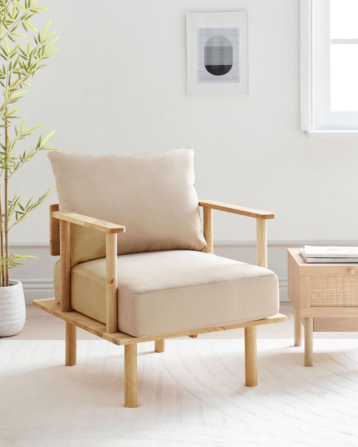 SESSEL Sandbeige Asker - Sandfarben/Braun, Textil (70/87/74cm) - Beliani
