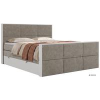 BOXSPRINGBETT DELVIT KING DUO 200/200 - Greige Stukture - Topper Visco - H3 - Greige/Schwarz, Kunststoff/Textil (200/200cm) - MKS