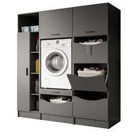 WASCHMASCHINENSCHRANK in grau Set 3-teilig 176 x 196 cm, modernes Design - Schwarz/Grau, Holzwerkstoff/Kunststoff (176/196/68cm) - Inn.Furn