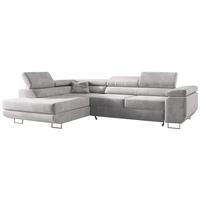 ECKSOFA GUSTAW L Hellgrau Velvet Links Seite - Silberfarben/Hellgrau, Textil/Metall (205/275cm) - MKS