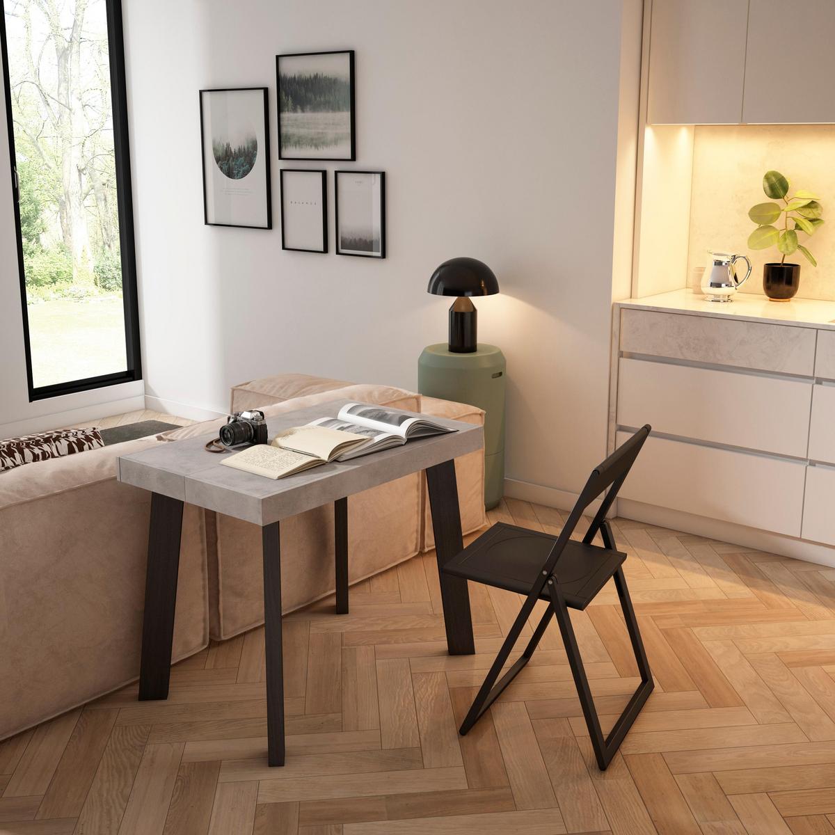 ESSTISCH ausziehbar 58 bis 222cm, für 10 Gäste, zementgrau, 58/90/73cm - Grau, Holzwerkstoff (90/222/73cm) - Skraut Home