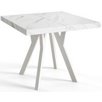 QUADRATISCHER Esstisch ausziehbar – Moderner Wohnzimmertisch und Küchentisch – Tisch mit Holzbeinen, Durchmesser 100 - 200 cm - Farbe Marmur - Hellgrau/Weiß, Holzwerkstoff (100/100/77cm) - Alpi-Möbel