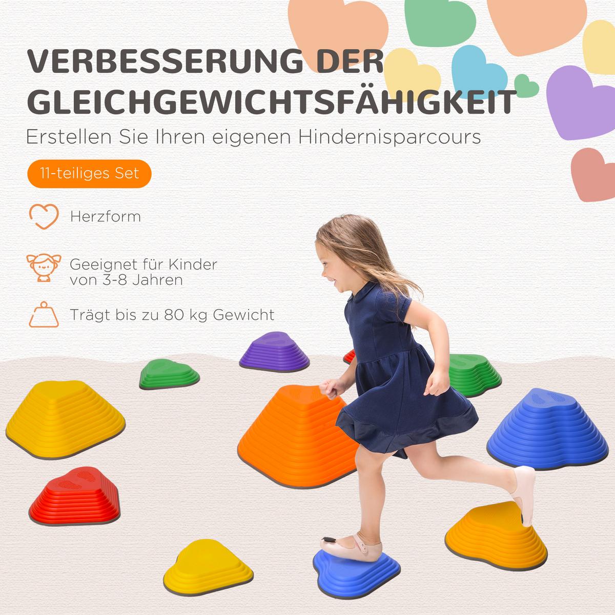 BALANCE-TRITTSTEINE, 11er-Set, stapelbar & leicht, rutschfest, für Innen/Außen - Multicolor, Kunststoff (39/20/42cm) - AIYAPLAY