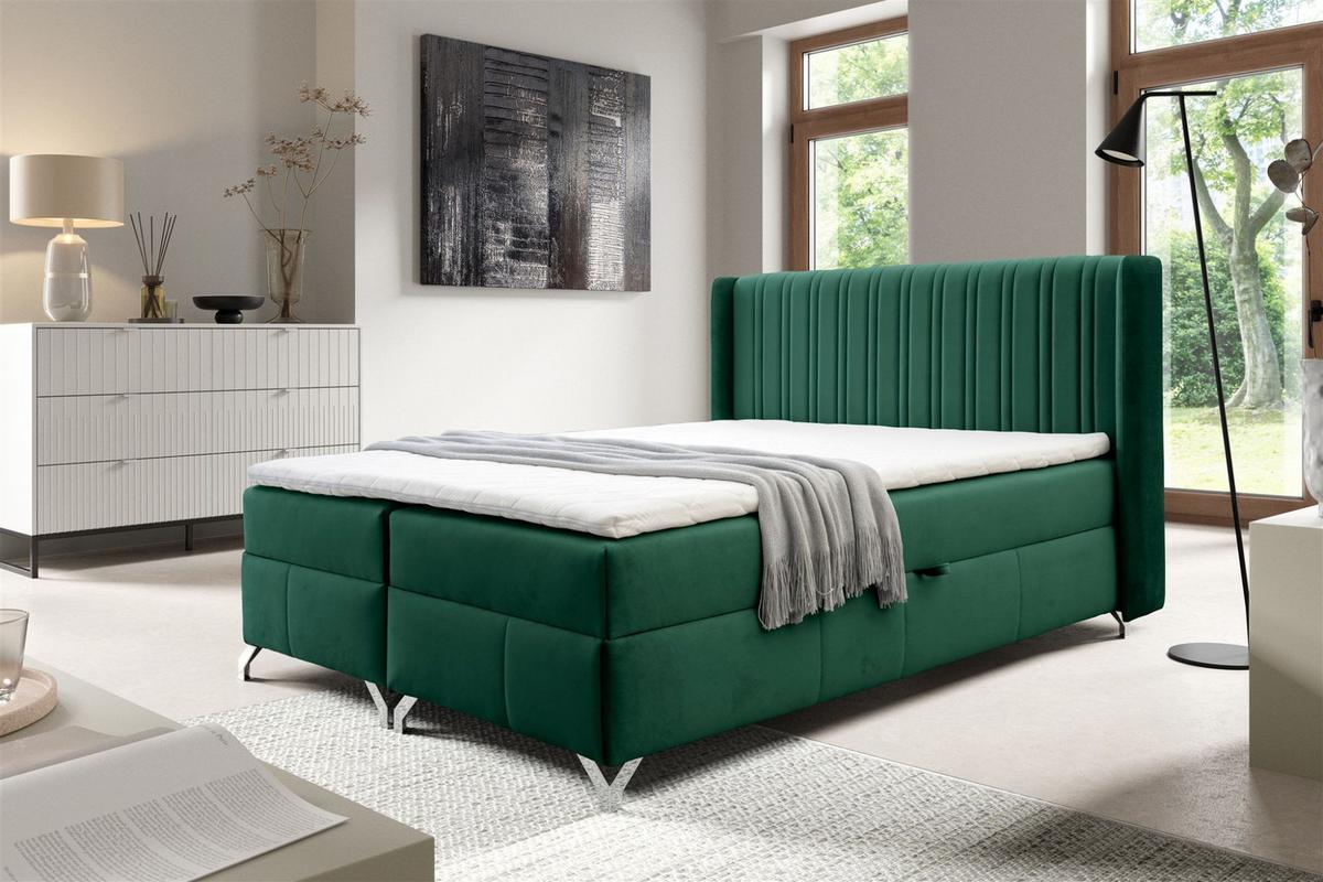 BOXBETT Damien - Grün, Holzwerkstoff/Textil (180/200cm) - Fun Möbel