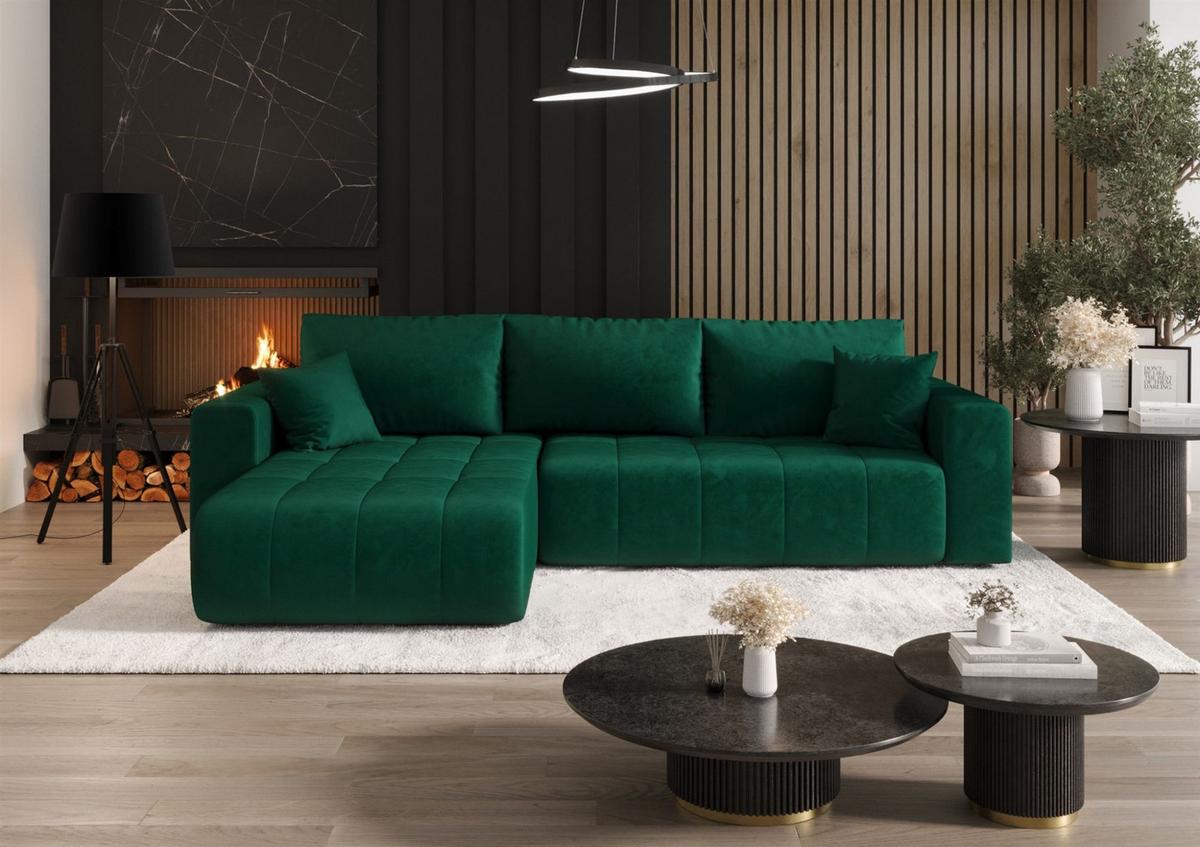 ECKSOFA Camila - Grün, Holzwerkstoff/Textil (280/185cm) - Fun Möbel