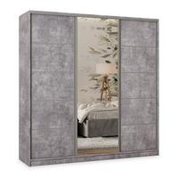 SCHWEBETÜRENSCHRANK PINA 180/205/58 cm 3-türig mit Spiegel und Schubladen Titanfarben - Titanfarben/Silberfarben, Holzwerkstoff (180/205/58cm) - MASSENO