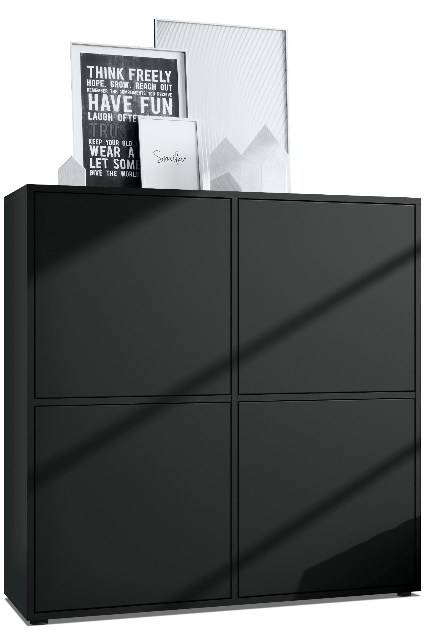HIGHBOARD Cuba Türen in Schwarz matt - Schwarz, Holzwerkstoff (104/105.5/35.5cm) - Vladon