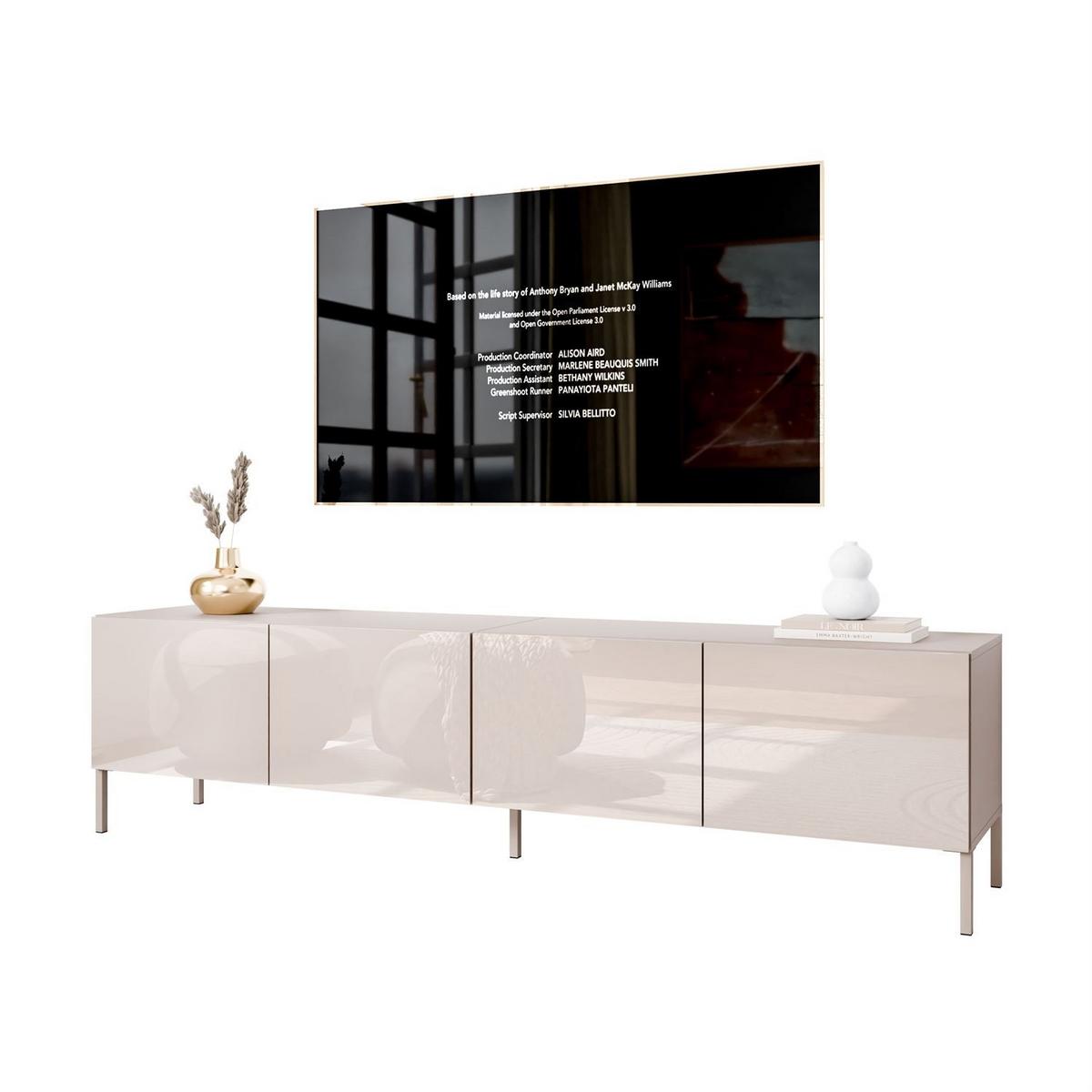 TV-SCHRANK COLGANTE 200 Kaschmir Hochglanz, ohne LED, Gerade kaschmir Füßen - Kaschmir, Holzwerkstoff (200/50/40cm) - Lookway
