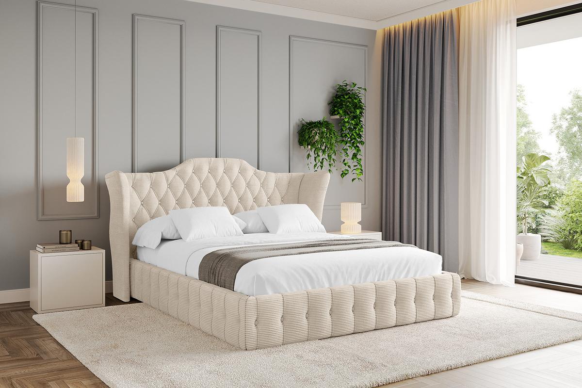 POLSTERBETT mit Bettkasten und Lattenrost, Boxbett ohne Matratze - MODY 120x200 Beige - Creme, Holzwerkstoff/Textil (120/200cm) - ALTDECOR