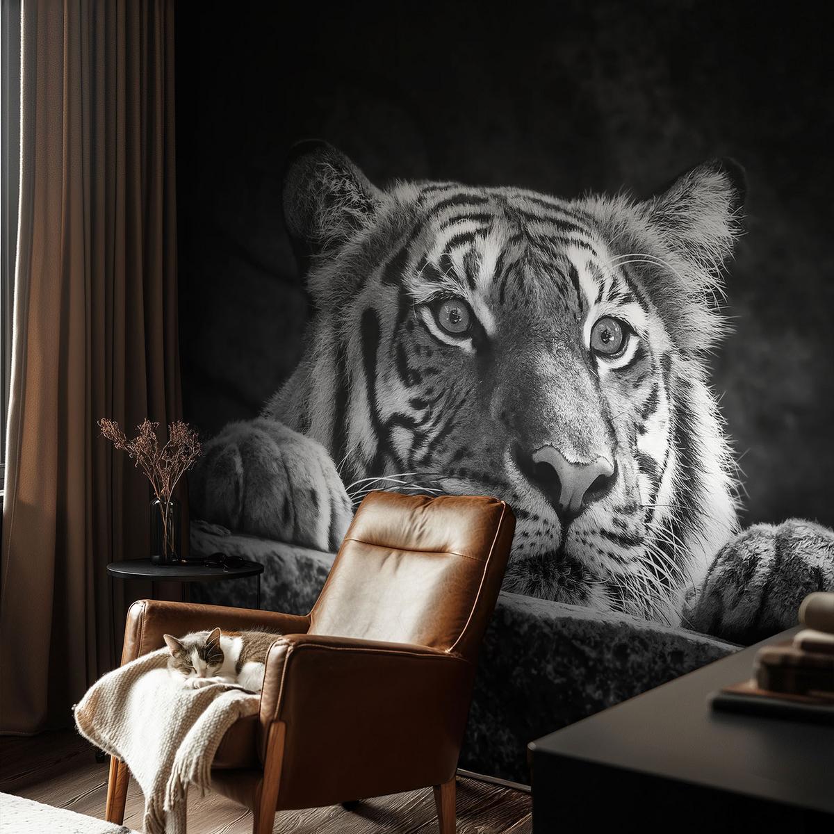 FOTOTAPETE 152x104 cm - Raubtierblick - Türkis, Textil (152/104cm) - Wallfluent