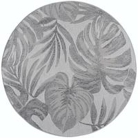 TEPPICH Outdoor VENTOUX in Grau, mit Tropen-Motiv, Ø 120 cm - Grau, Textil (120/120cm) - KADIMA DESIGN