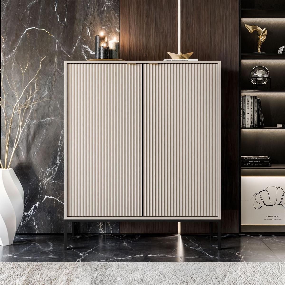 HIGHBOARD CORTADO K104 ZWEIFLUEGELIG KASCHMIR - Beige, Holzwerkstoff (104/125/39cm) - Lookway