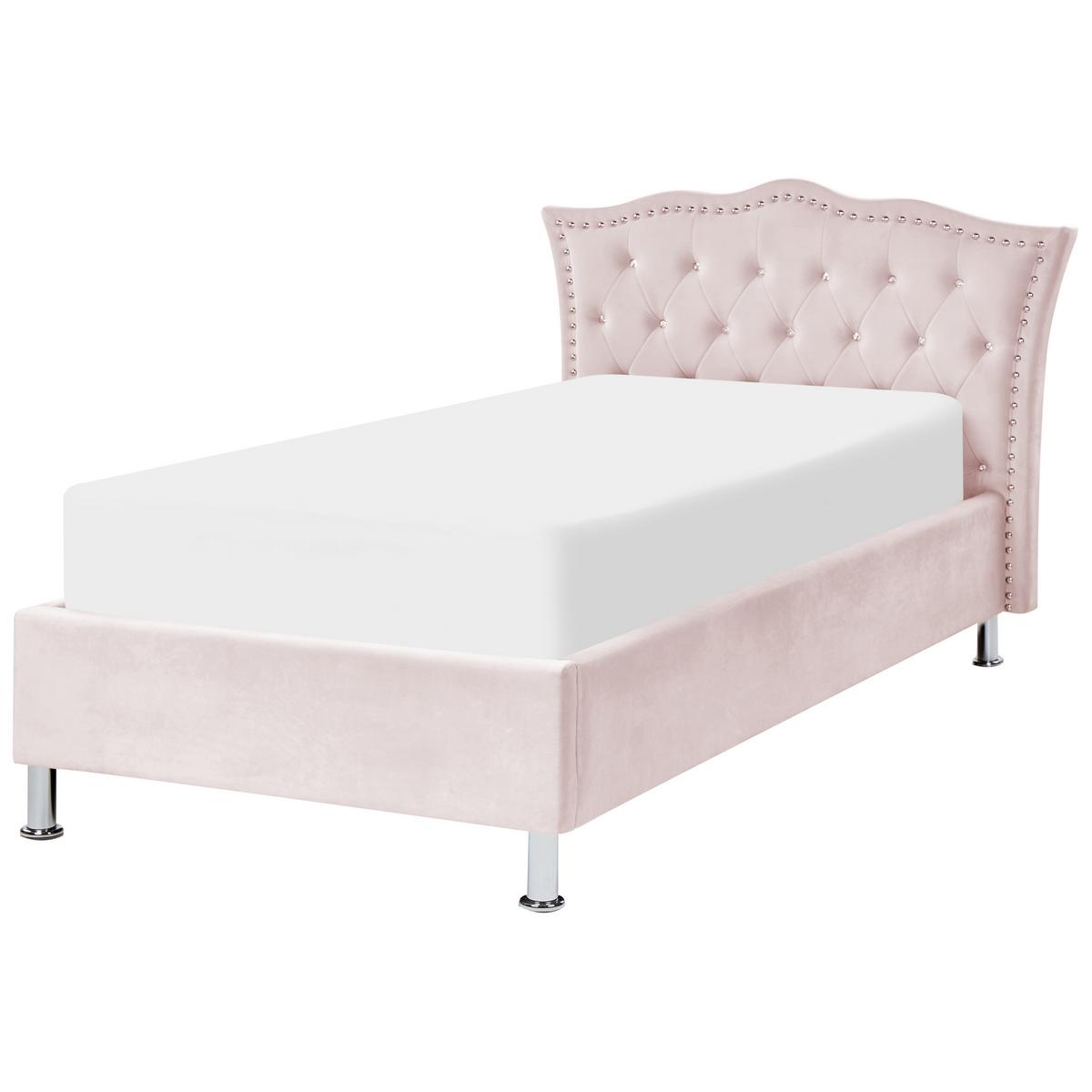 BETT 90/200cm Pastellrosa Metz - Pink, Textil (90/200cm) - Beliani