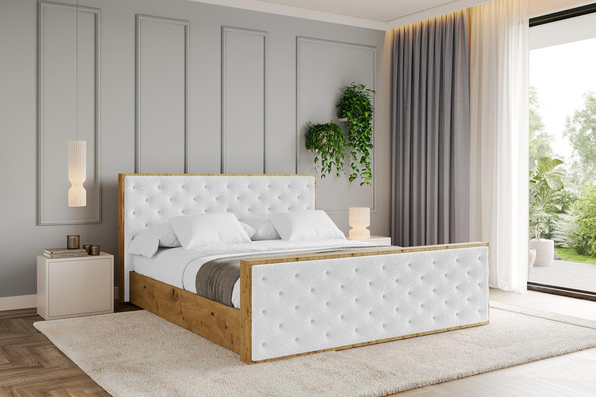 POLSTERBETT mit Bettkasten, Fußteil und Lattenrost, Boxbett mit Matratze H3/H4 - ENZO3-Z 180x200 Weiß - Weiß, Holzwerkstoff/Textil (180/200cm) - ALTDECOR