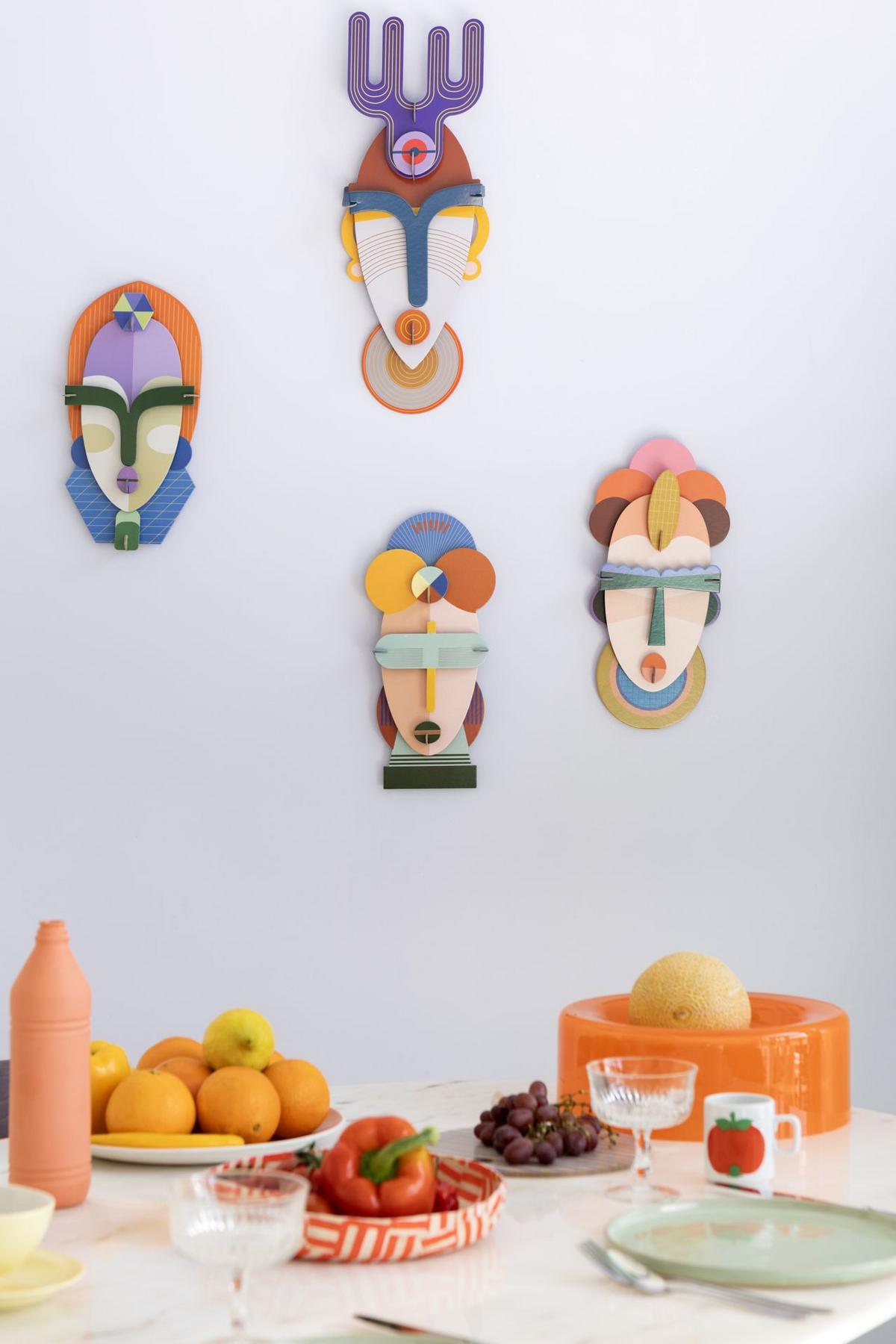 WANDDEKO Moderne Stammesmaske 5.1/36 cm - Multicolor, Wellpappe (5.1/36/17cm) - Studio Roof