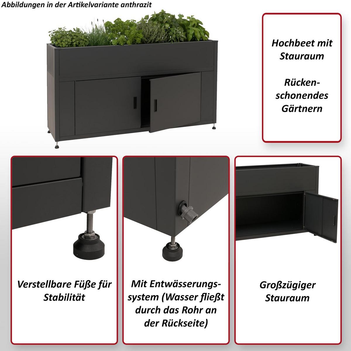 HOCHBEET Grau - Grau, Metall (161/91/51cm) - MCW