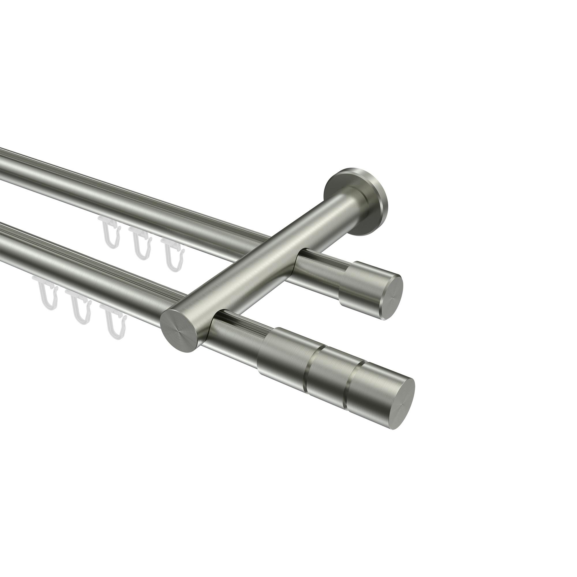 GARDINENSTANGE INNENLAUF Platon Elanto 540 cm (geteilt in 3 x 180 cm), 2-läufig, 20 mm Ø Edelstahl-Optik - Edelstahlfarben, Metall (540cm) - INTERDECO