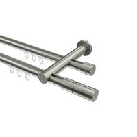 GARDINENSTANGE INNENLAUF Platon Elanto 540 cm (geteilt in 3 x 180 cm), 2-läufig, 20 mm Ø Edelstahl-Optik - Edelstahlfarben, Metall (540cm) - INTERDECO